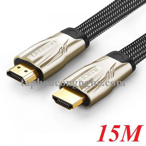 Ugreen 10258 15M màu Đen Cáp tín hiệu HDMI vỏ bọc lưới cao cấp cáp dẹt HD102 30010258